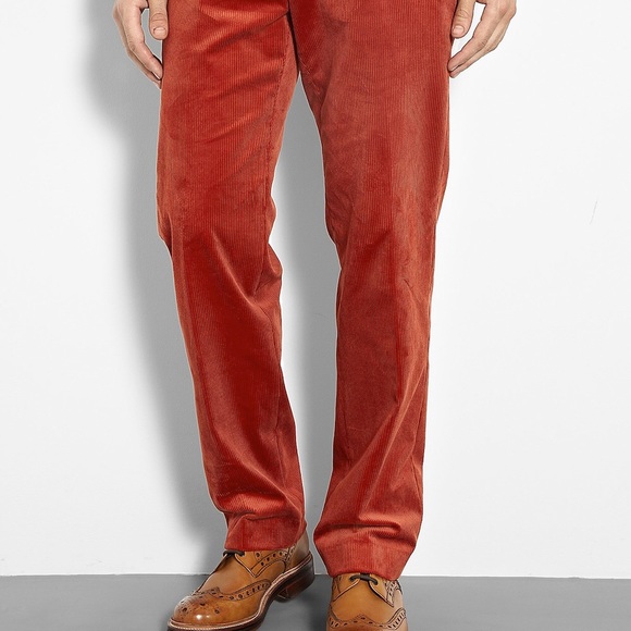 corduroy pants orange